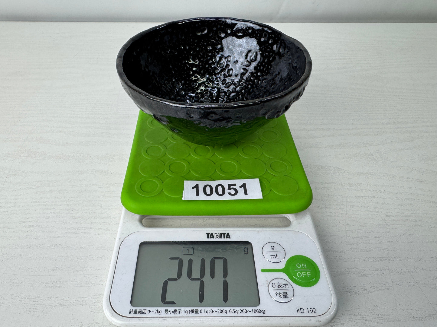 Y10051 CHAWAN Mino-ware Tenmoku black bowl signed Japan antique tea ceremony cup