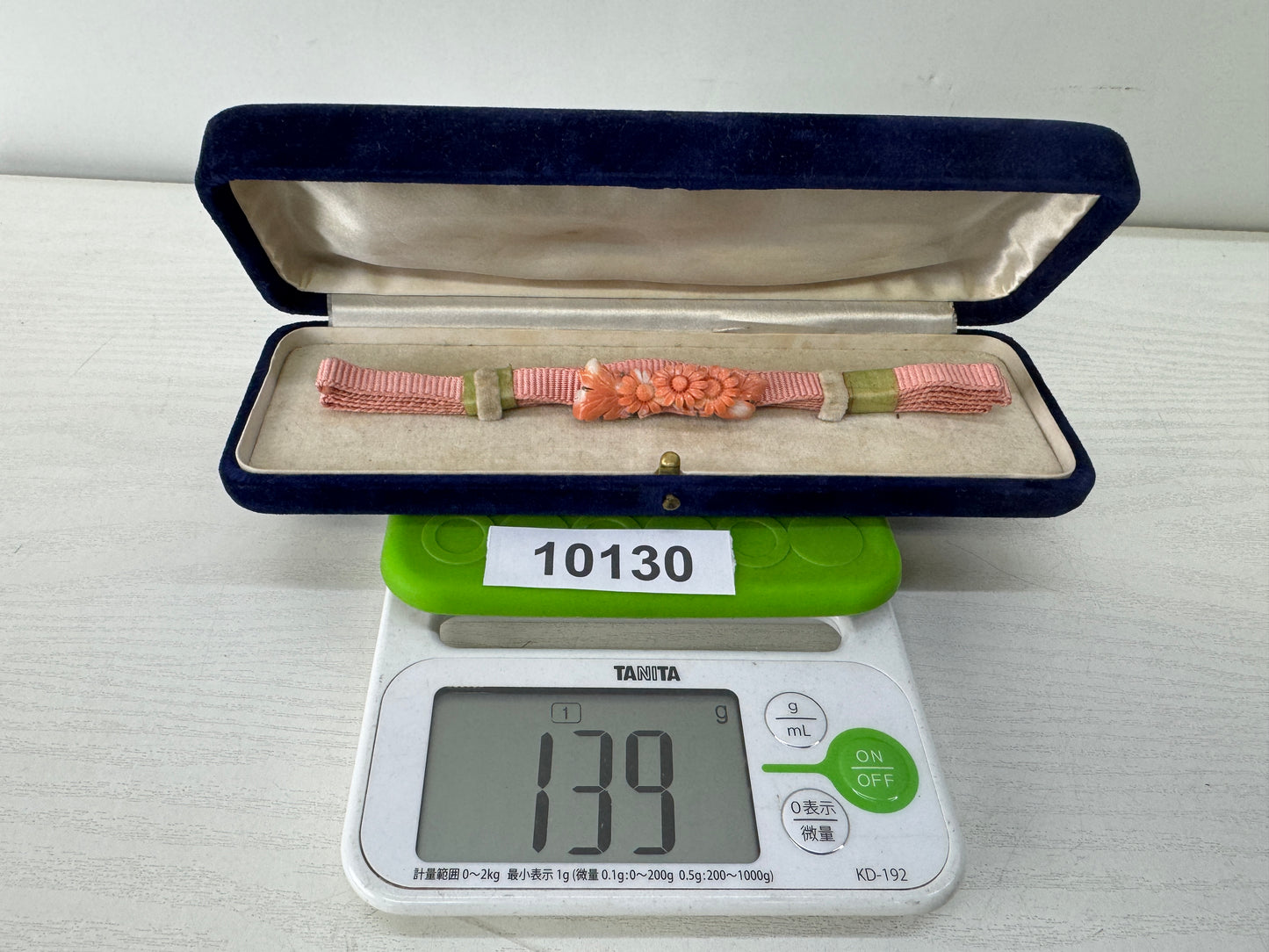 Y10130 OBIDOME Sash clip brooch genuine coral carving box Japan antique kimono