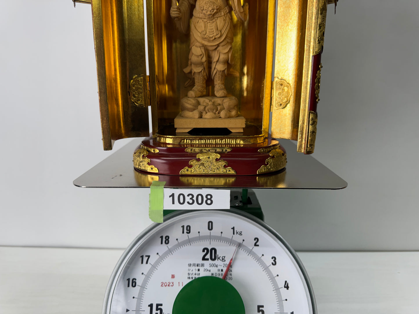 Y10308 STATUE plain wood carving Bishamonten Vaisravana Japan antique Buddha
