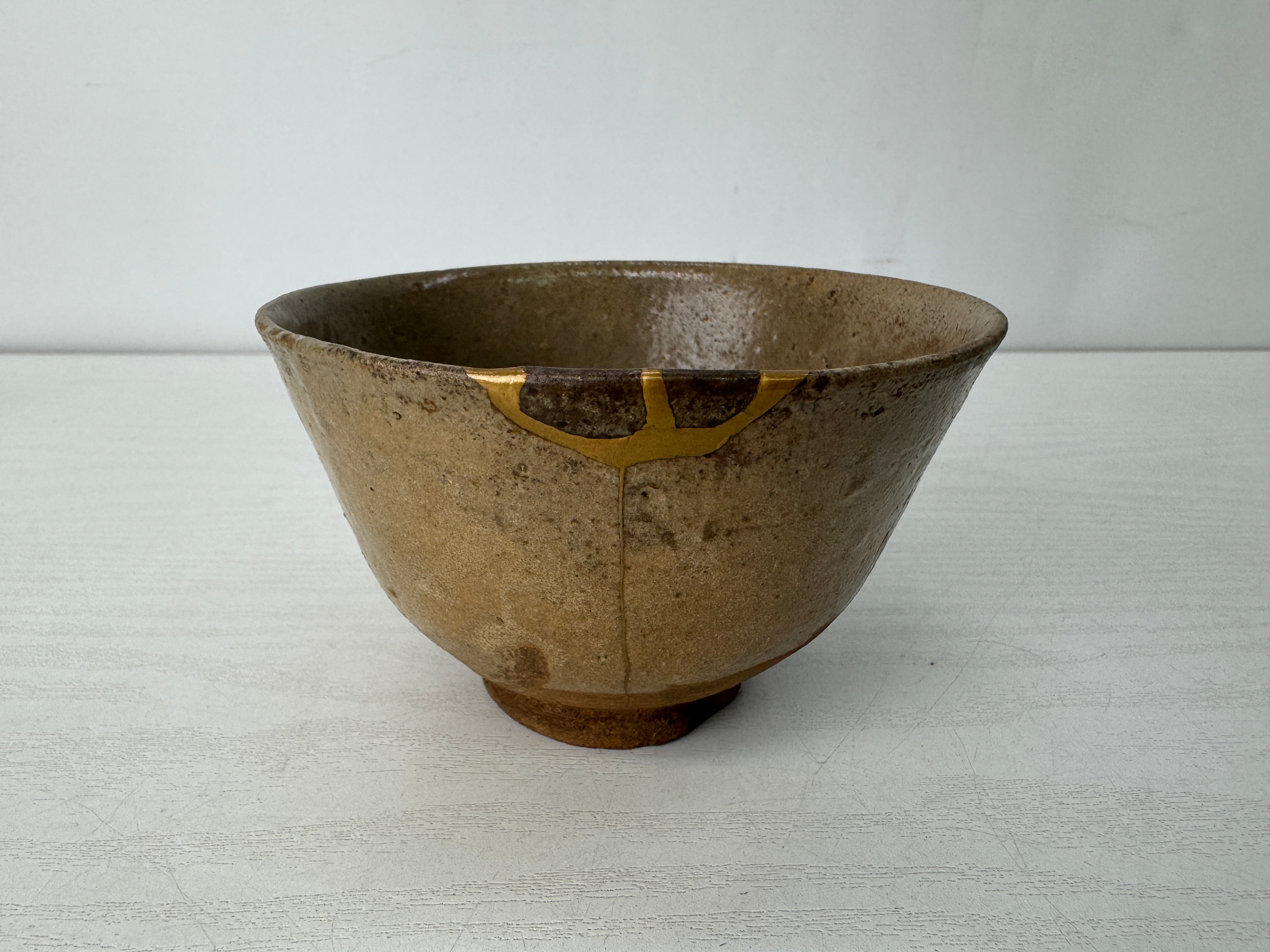 Y10424 CHAWAN Karatsu-ware bowl kintsugi yobitsugi Japan antique tea c ...