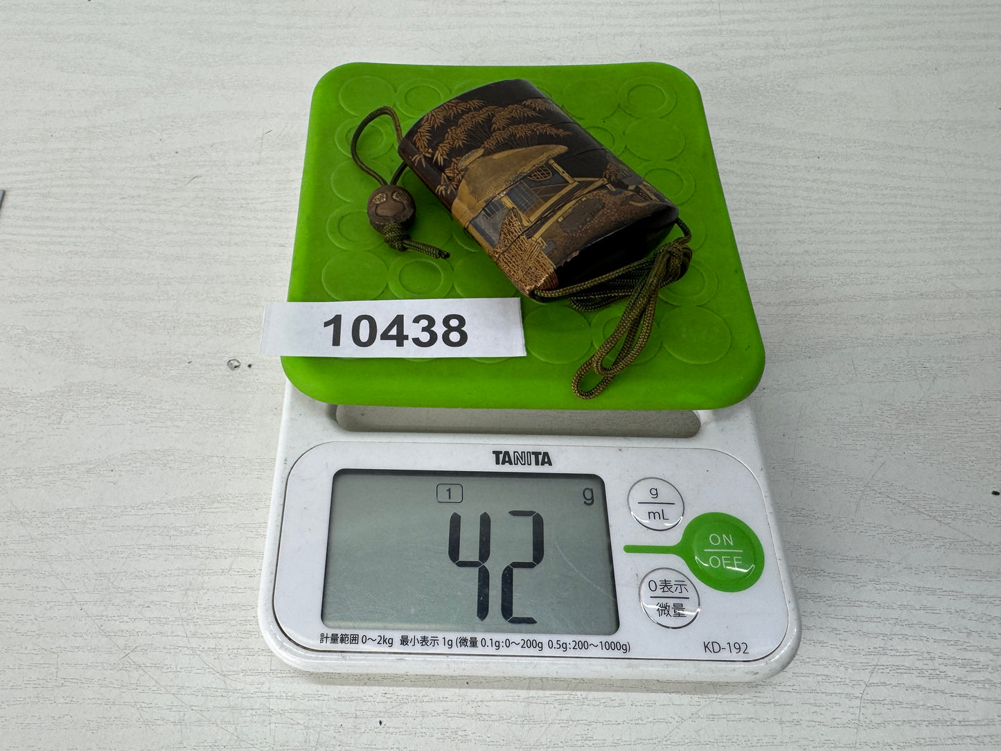 Y10438 INROU Makie Pill box case Pavilion Bamboo Japan antique kimono accessory
