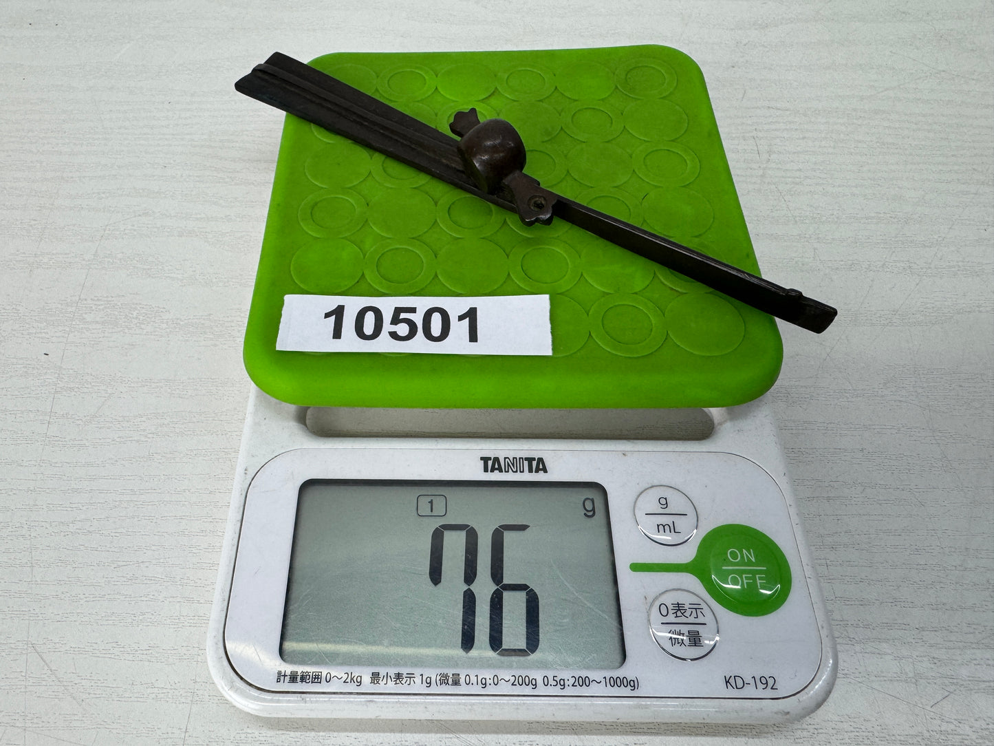 Y10501 OKIMONO copper Paperweight Fan Small mallet Japan antique stationery desk