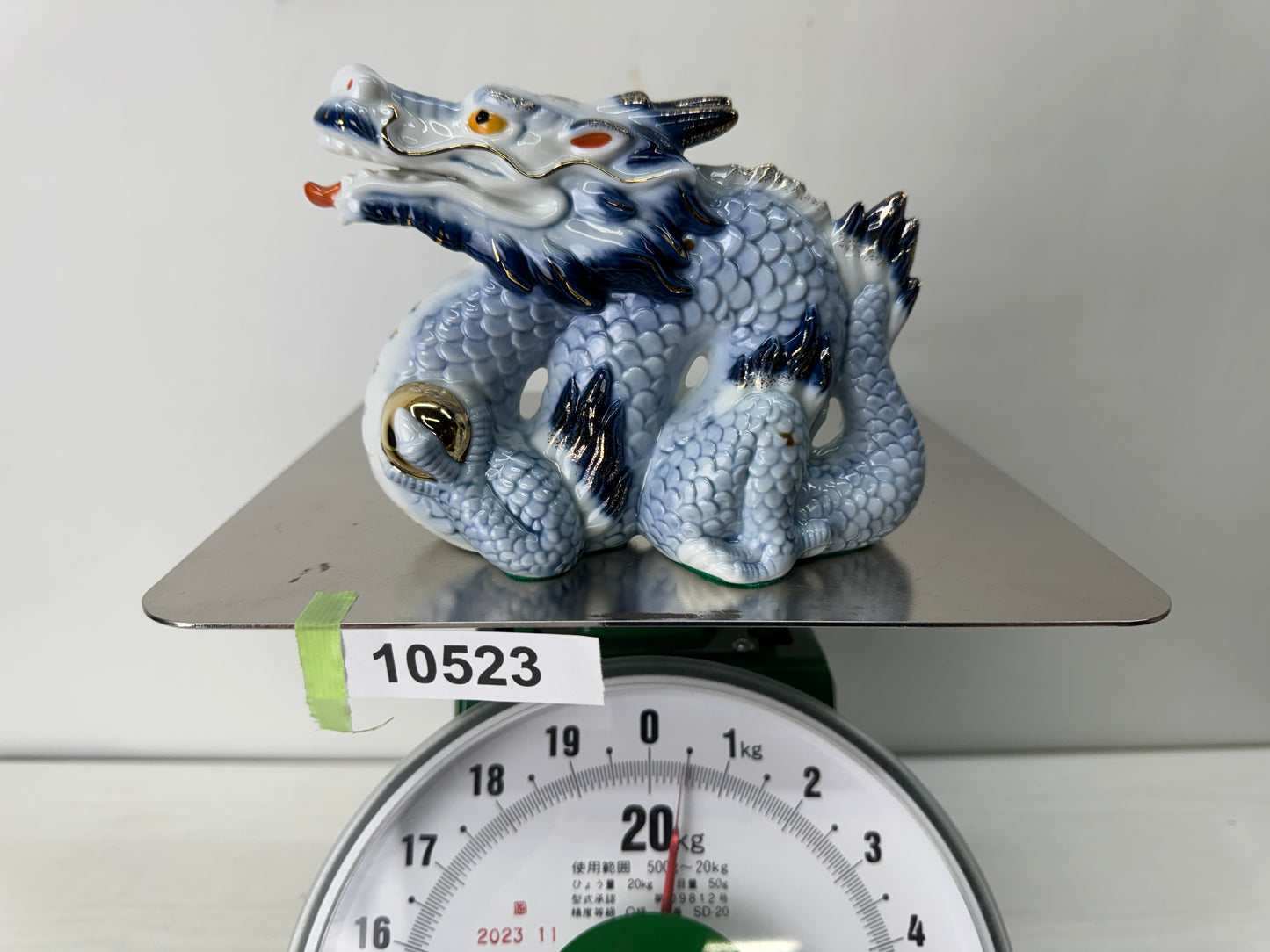 Y10523 OKIMONO Kyo-ware Dragon figure figurie ornament Japan antique interior