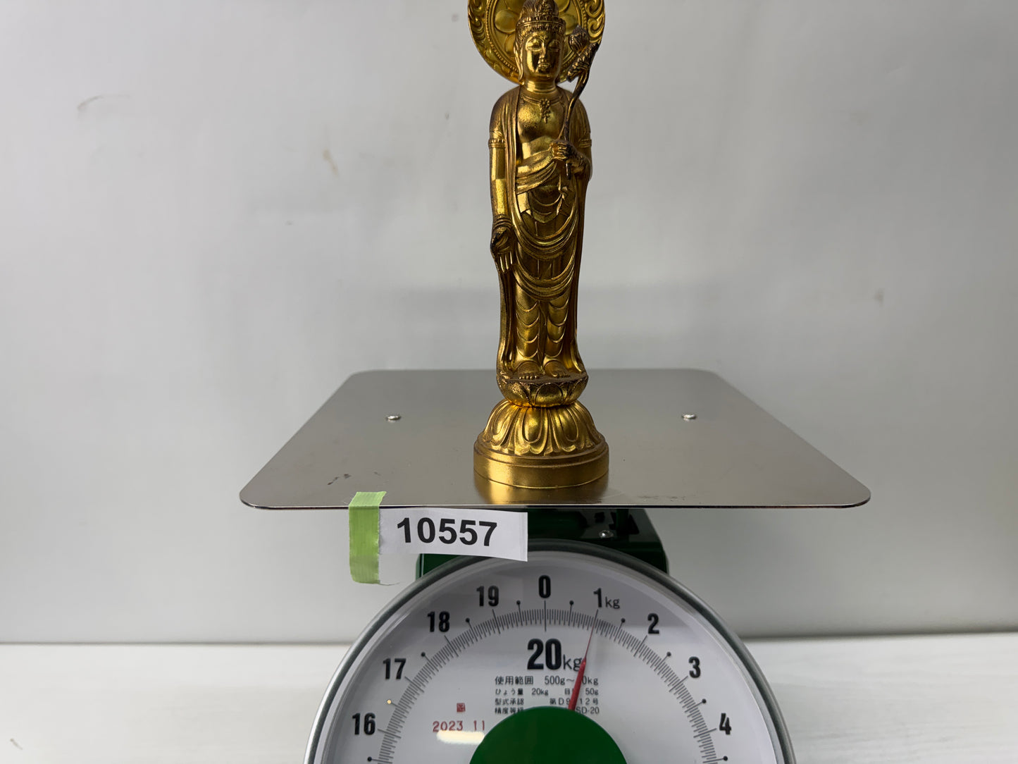Y10557 STATUE metal Kannon figurine signed Japan antique figure interior decor