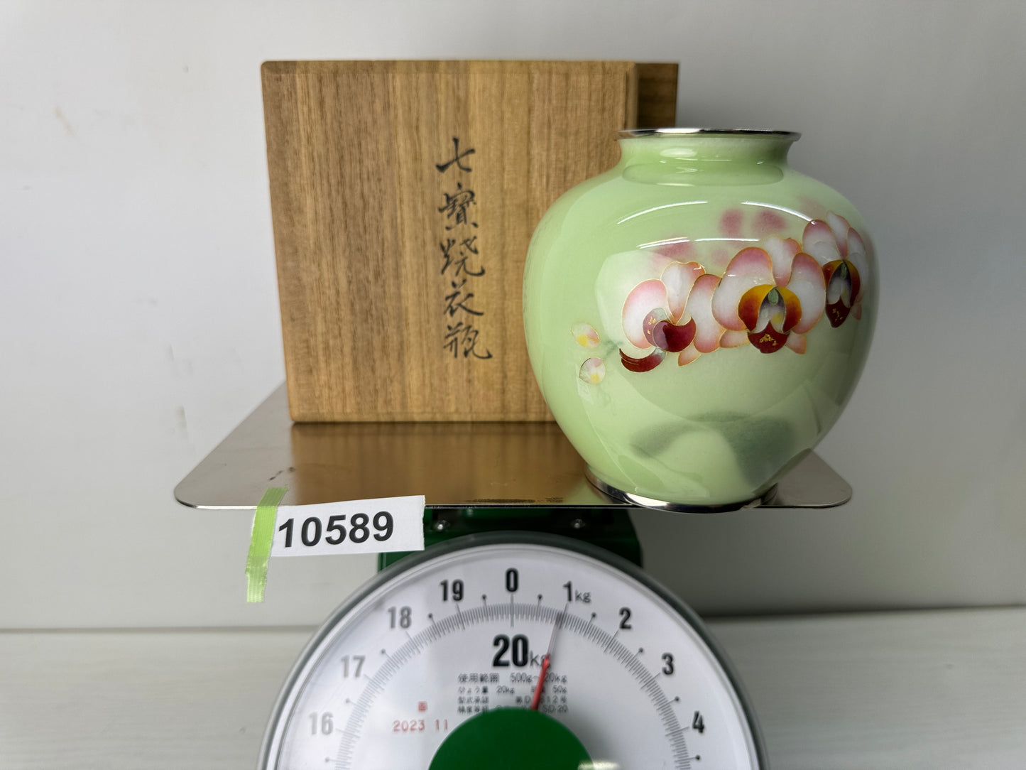 Y10589 FLOWER VASE Cloisonne signed box Japan antique ikebana floral arrangement