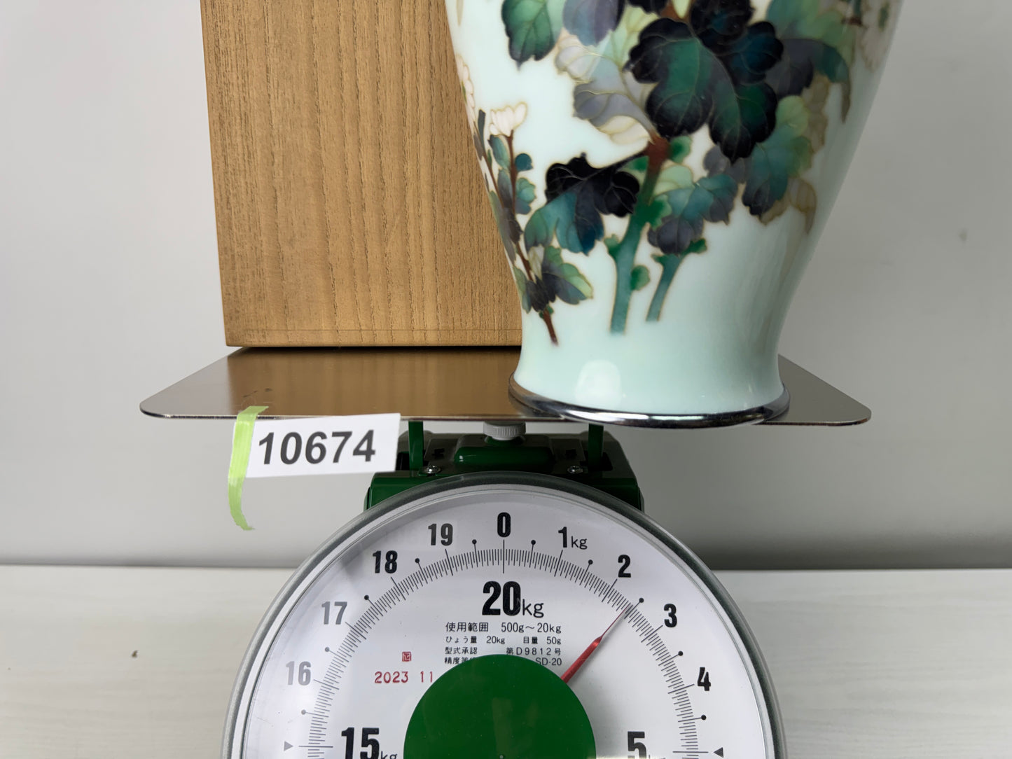 Y10674 FLOWER VASE Ando Cloisonne signed box Japan antique ikebana floral decor