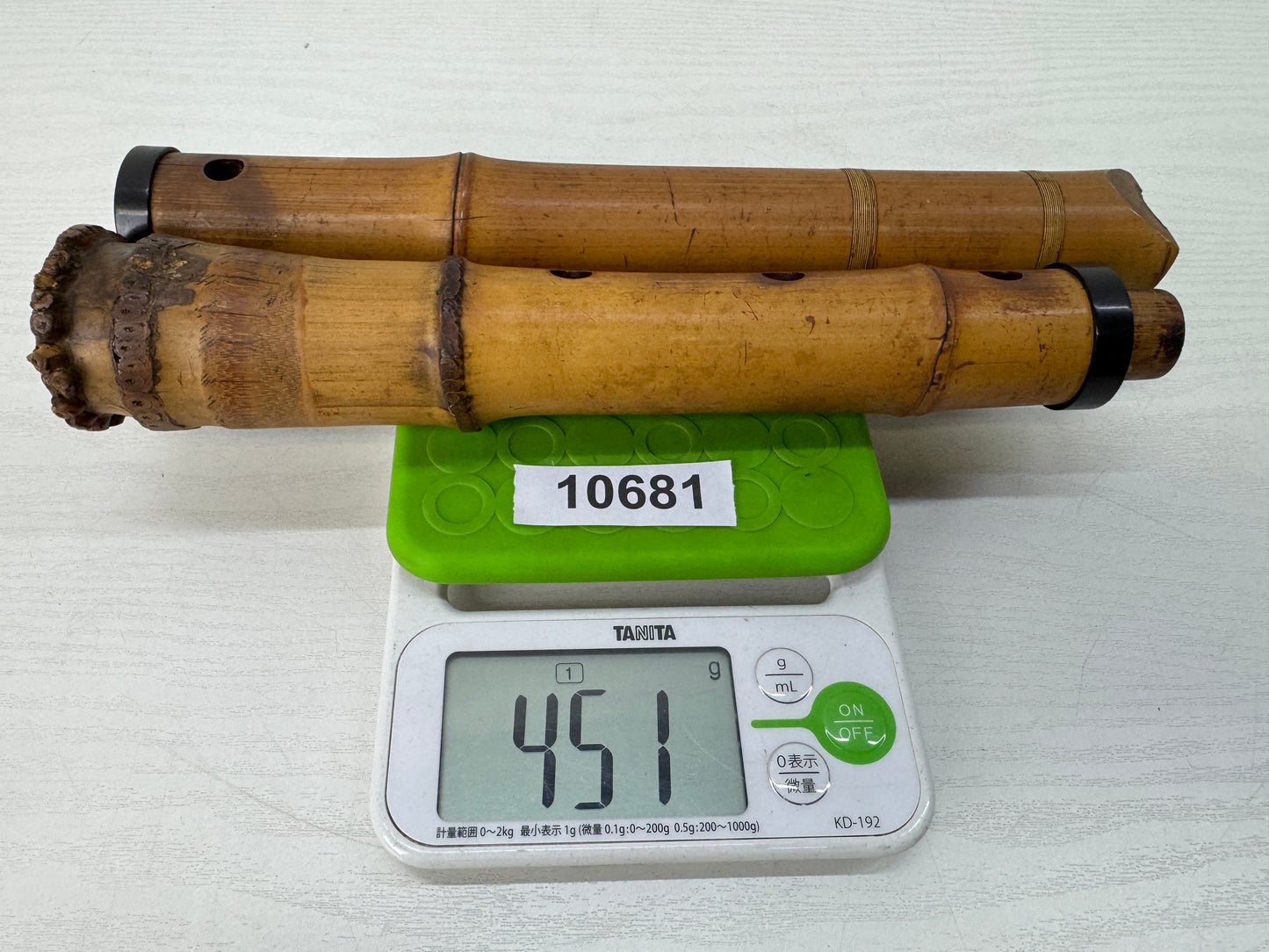 Y10681 SHAKUHACHI Bamboo flute Tozan style 2-piece signed Japan antique music