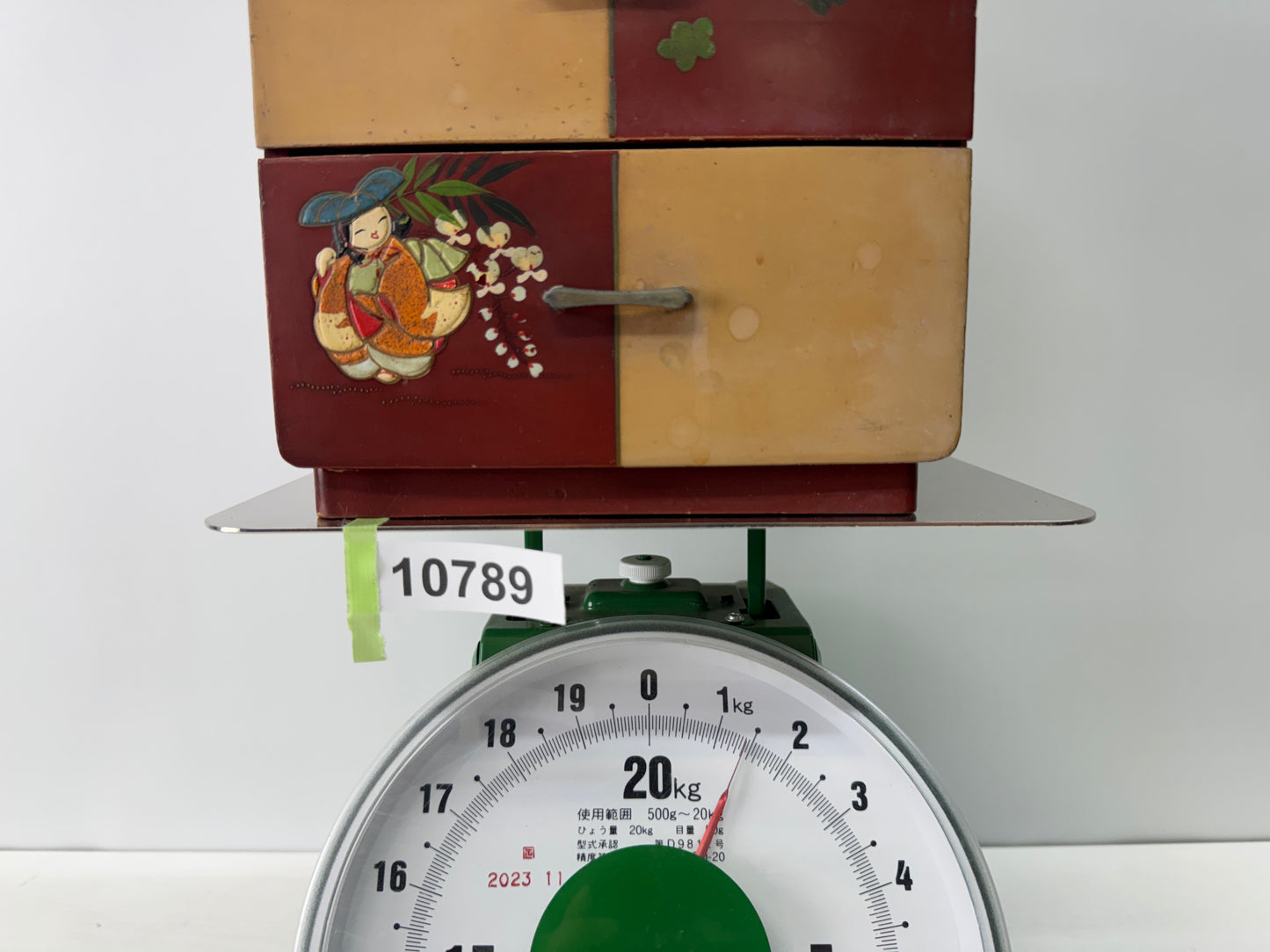 Y10789 TANSU 3-tiered small chest drawers furniture Japan antique interior