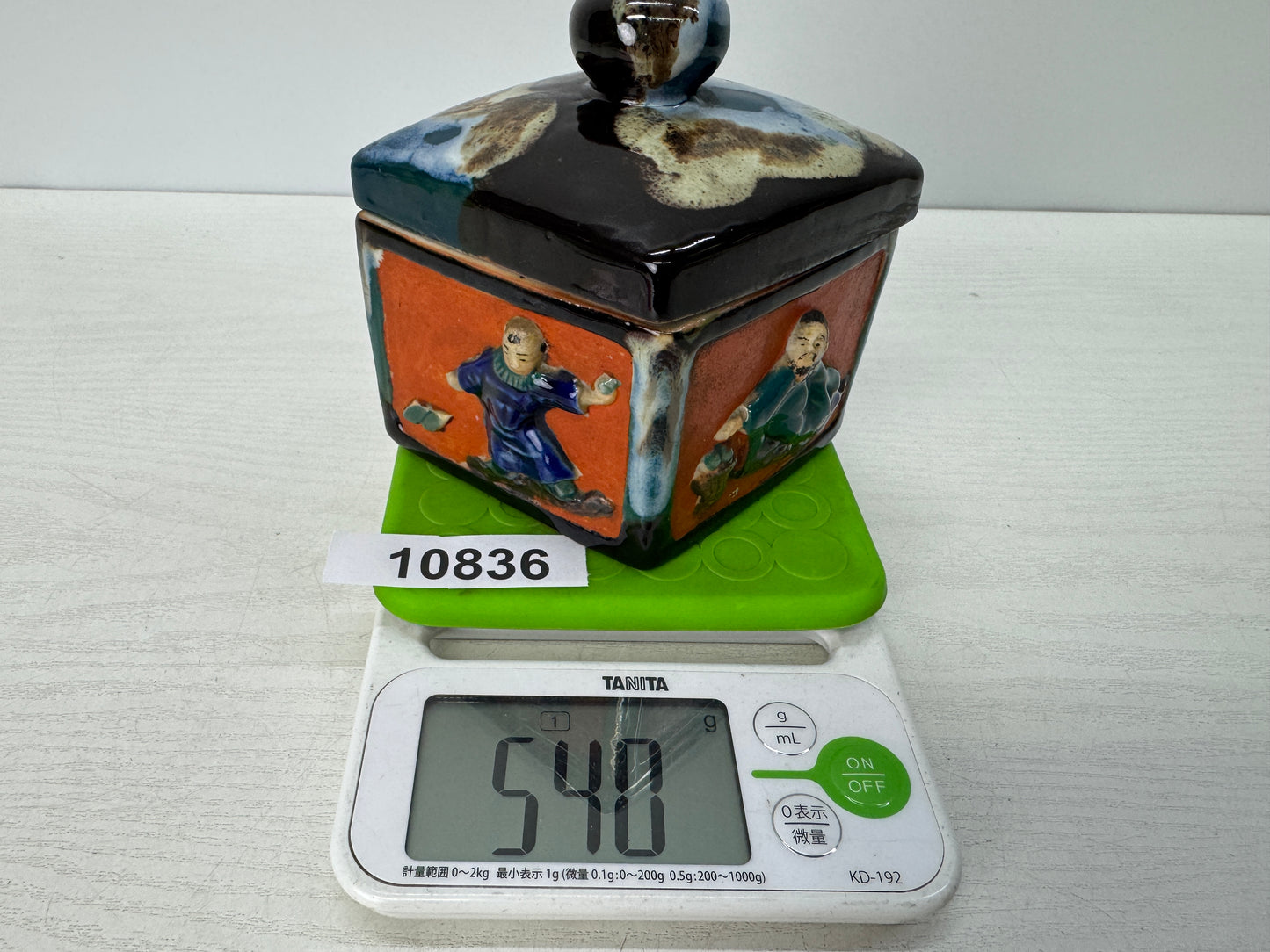 Y10836 BOX Sumida-ware Lidded container color picture Japan antique tableware