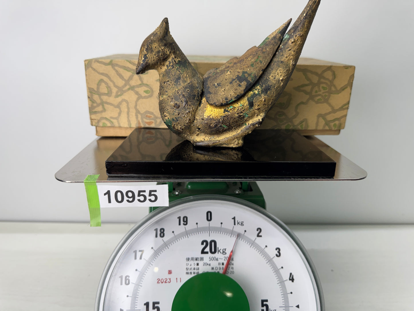 Y10955 KOURO metal Bird box Japan antique Incense Burner fragrance aromatherapy