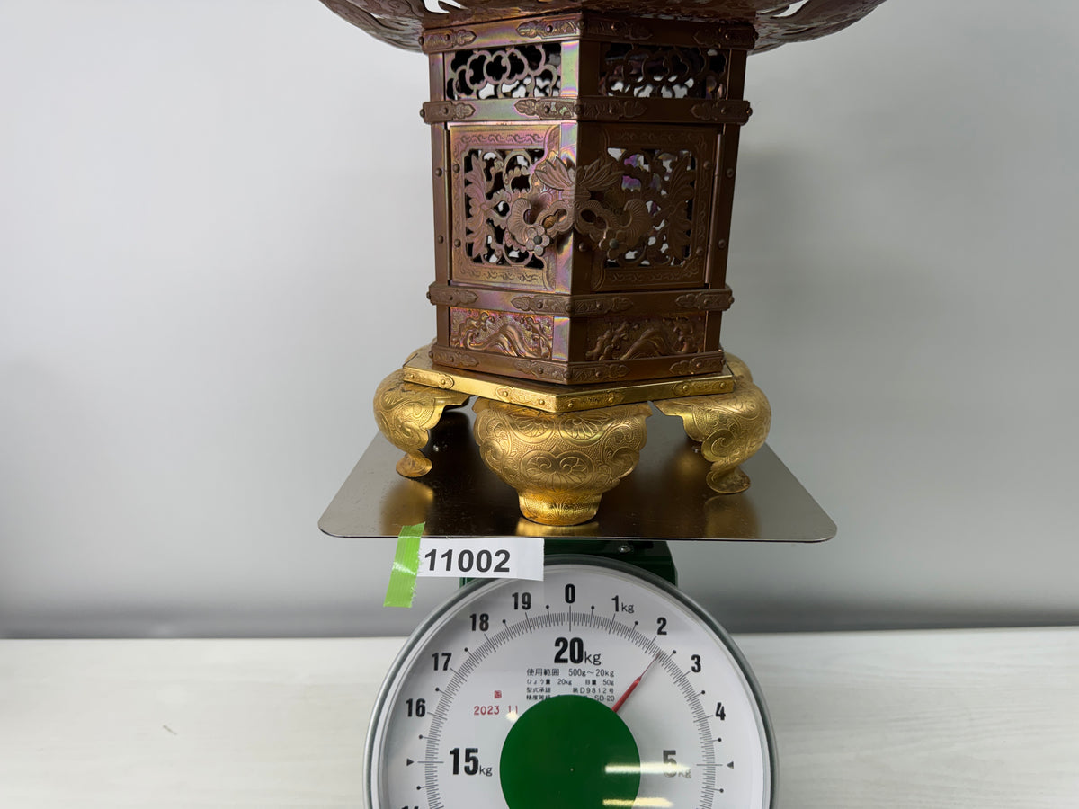 Y11002 TOUROU Copper Hanging Lantern shrine temple Japanese house Japan antique