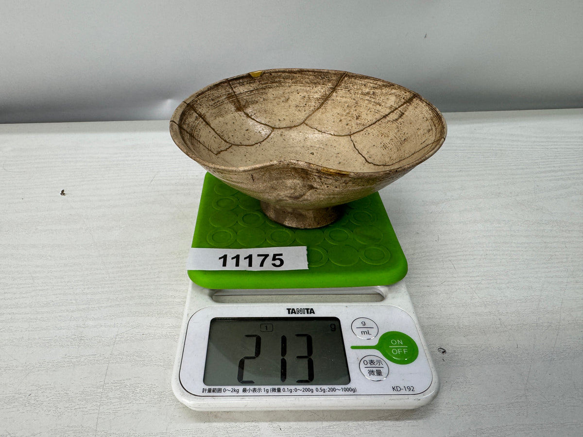 Y11175 CHAWAN Korean flat bowl kintsugi Korea antique tea ceremony pottery cup