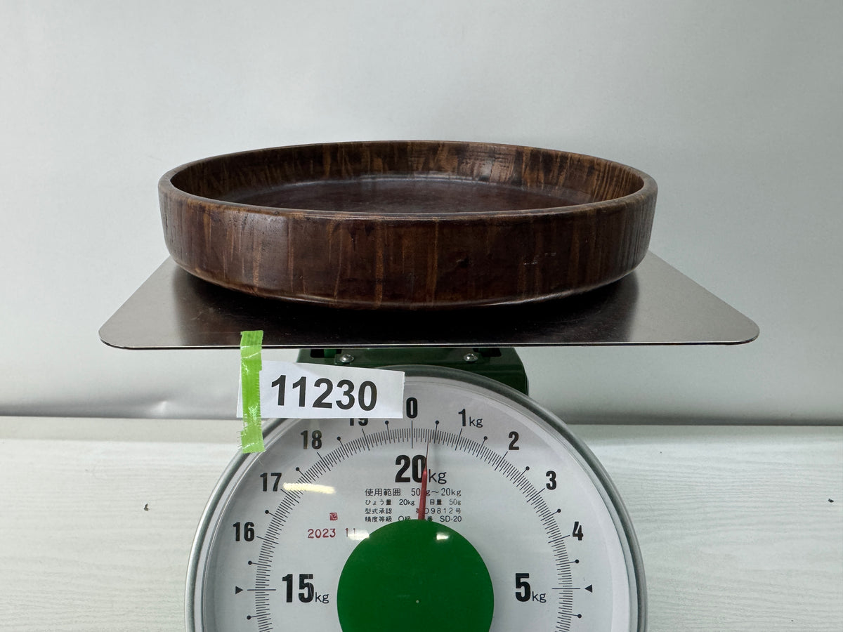 Y11230 TRAY wooden Tamamoku obon ozen round Japan antique kitchen food meal