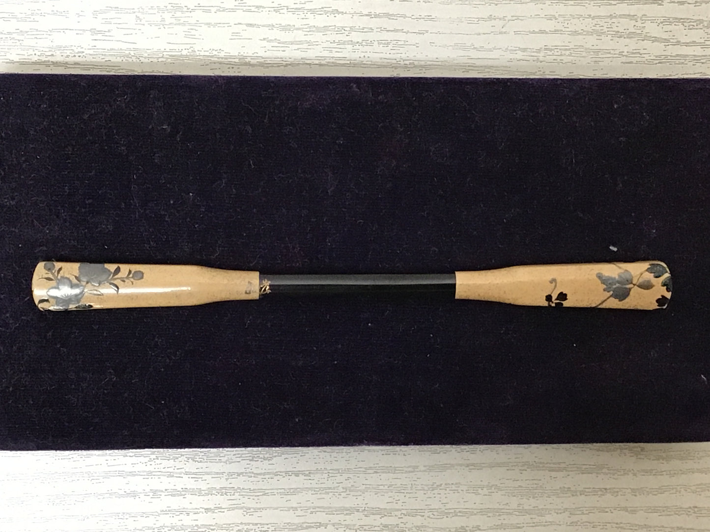 Y2774 KOUGAI Hair dressing tools set Makie lacquer box signed Japan kimono