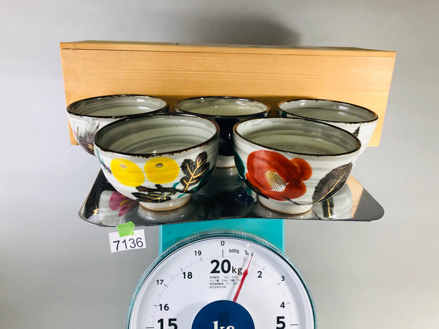 Y7136 YUNOMI Kyo-ware Kenzan set signed box Japan antique tea cup teacup sencha