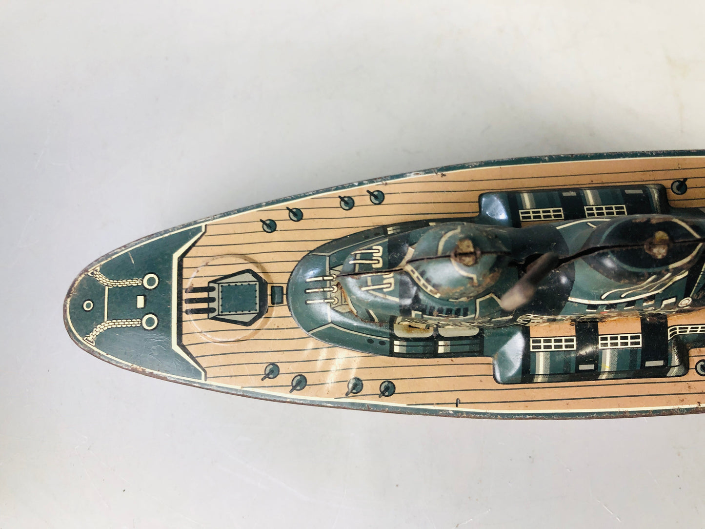 Y7149 TIN TOY Battleship Musashi battle ship warship Japanese antique vintage