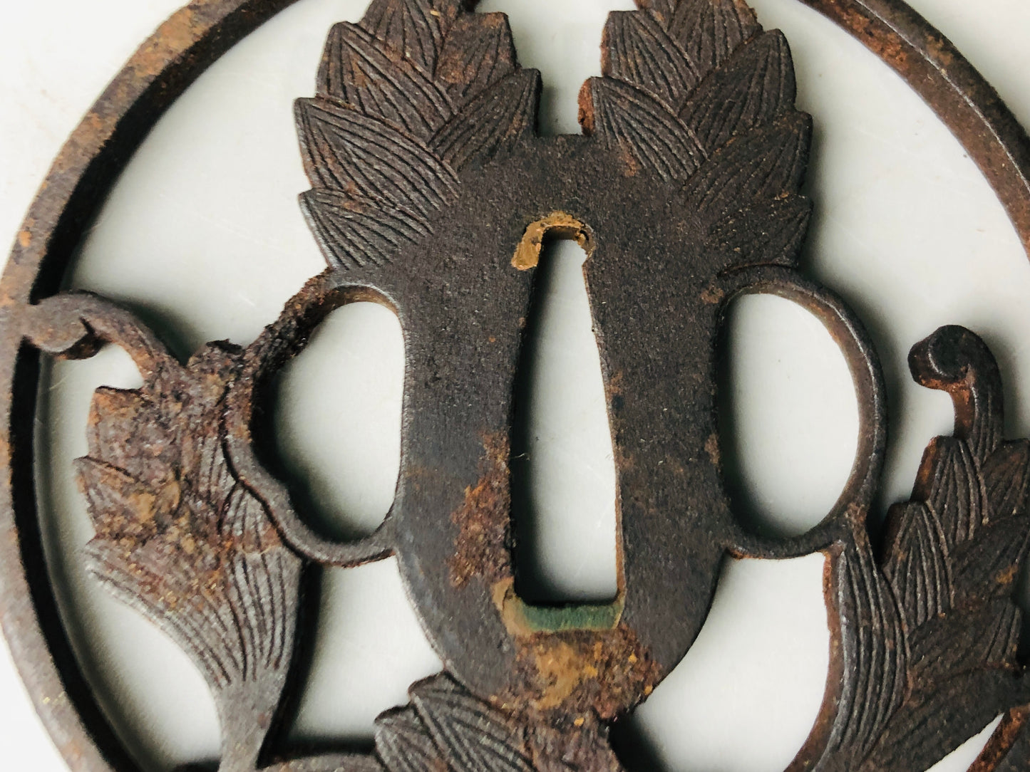 Y7158 TSUBA Iron sword guard Japan samurai katana antique koshirae edo vintage