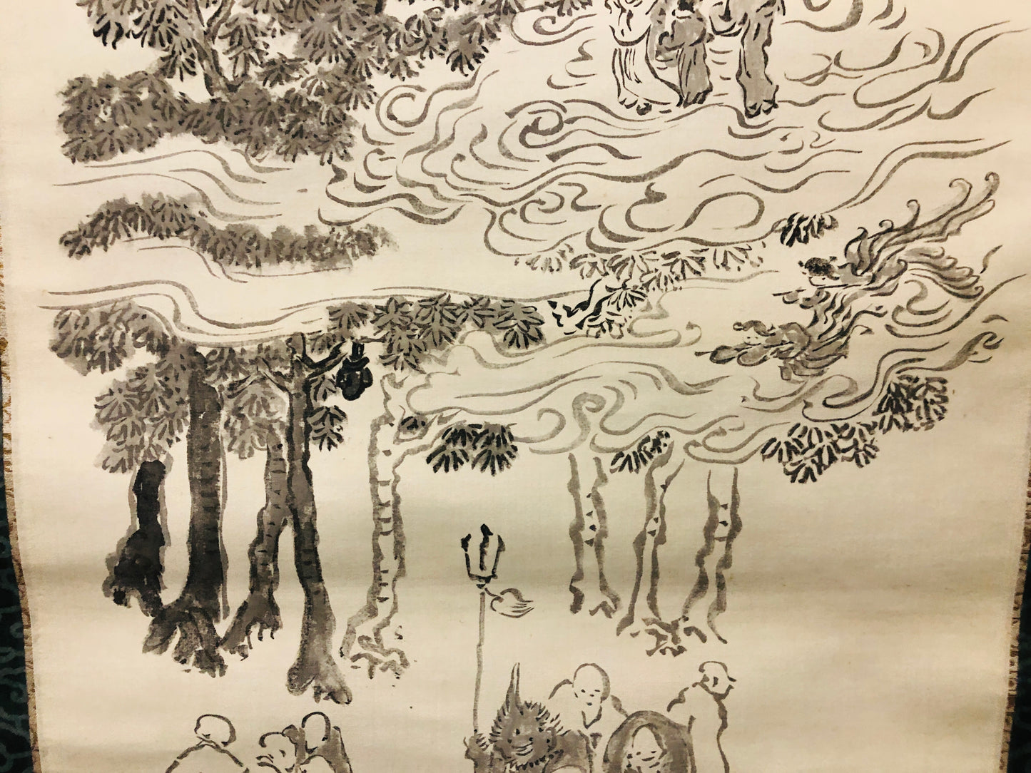 Y7162 KAKEJIKU Buddhist painting Nirvana signed box Japan antique hanging scroll