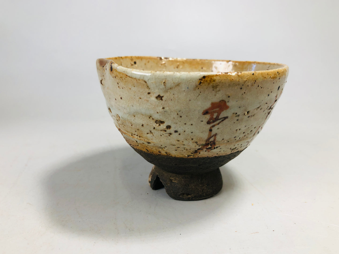 Y7169 CHAWAN Rengetsu bowl signed box kintsugi Japan antique tea ceremony teacup
