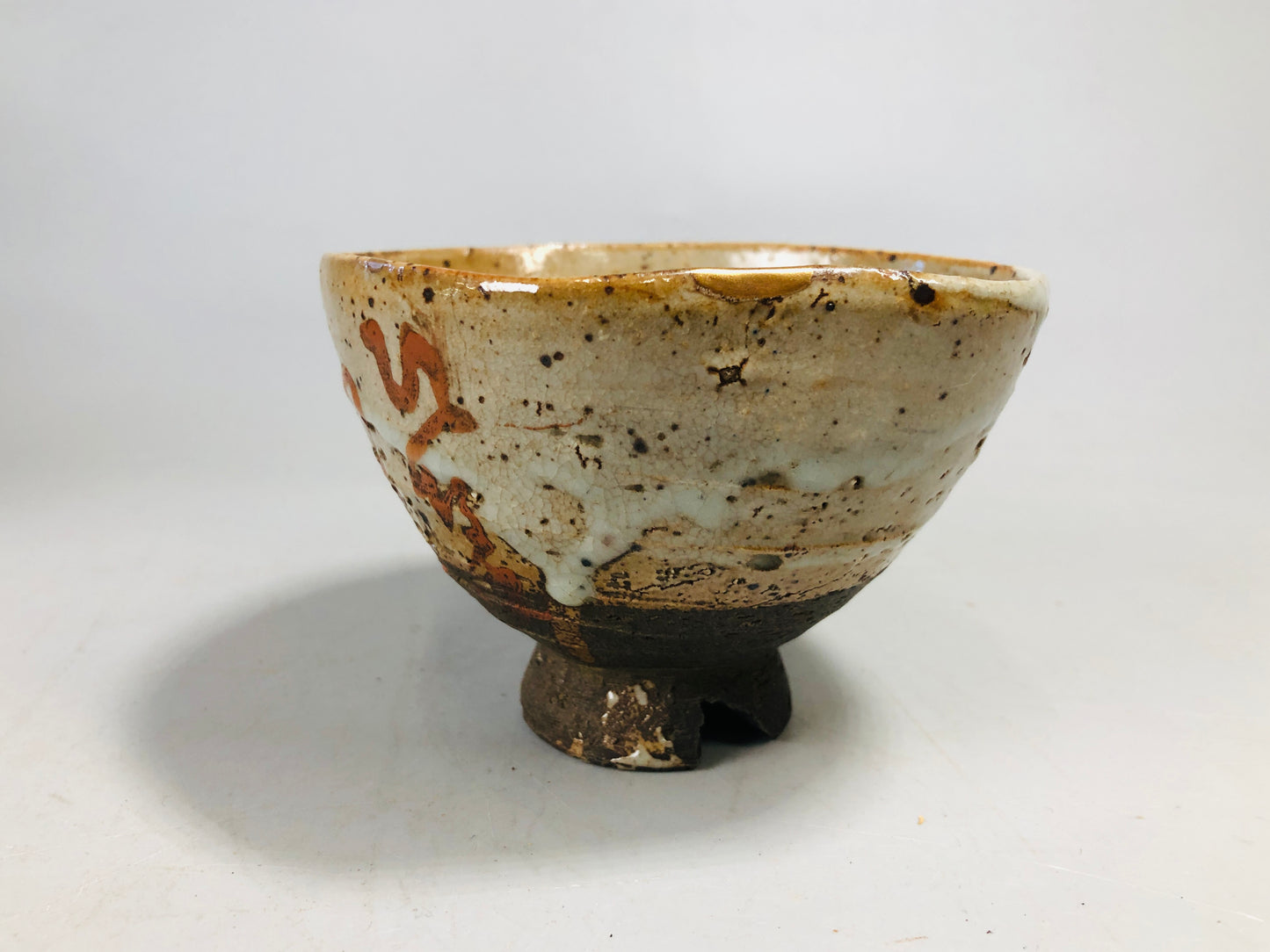 Y7169 CHAWAN Rengetsu bowl signed box kintsugi Japan antique tea ceremony teacup
