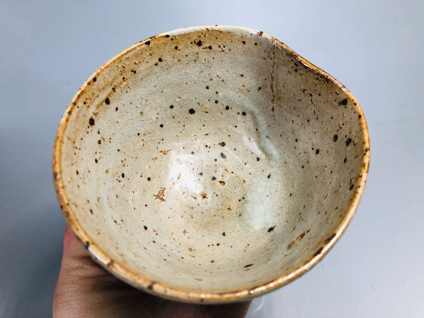 Y7169 CHAWAN Rengetsu bowl signed box kintsugi Japan antique tea ceremony teacup