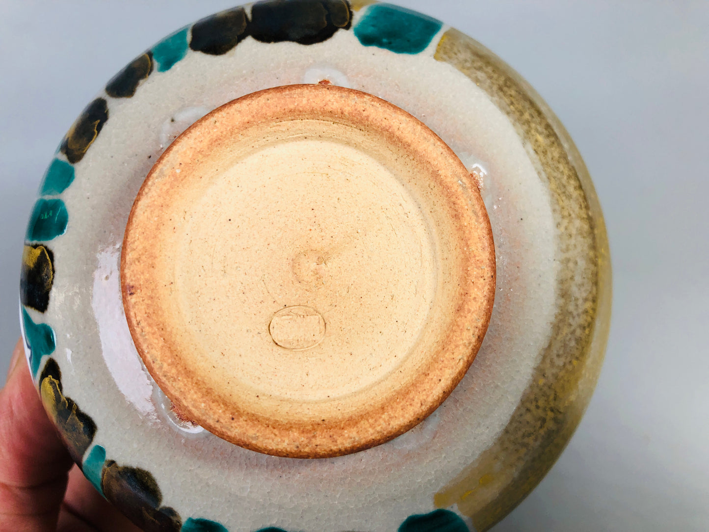 Y7172 CHAWAN Kyo-ware bowl signed box Iris Japan antique tea ceremony pottery