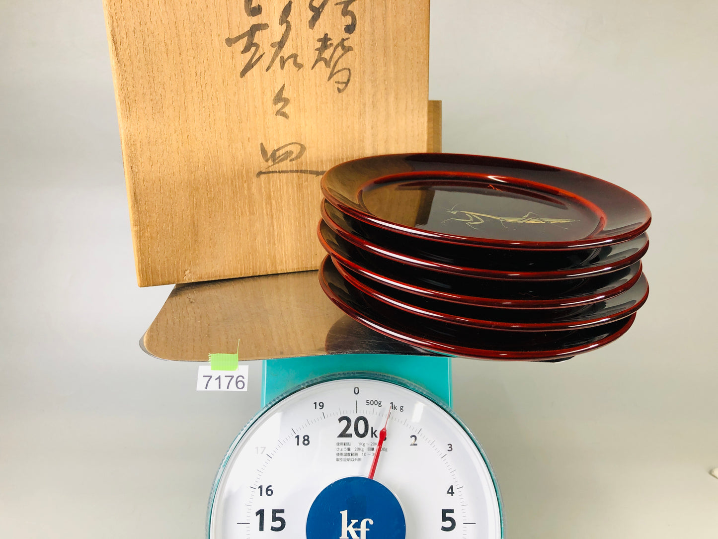 Y7176 DISH Makie serving plate signed box Japan antique tableware kitchen