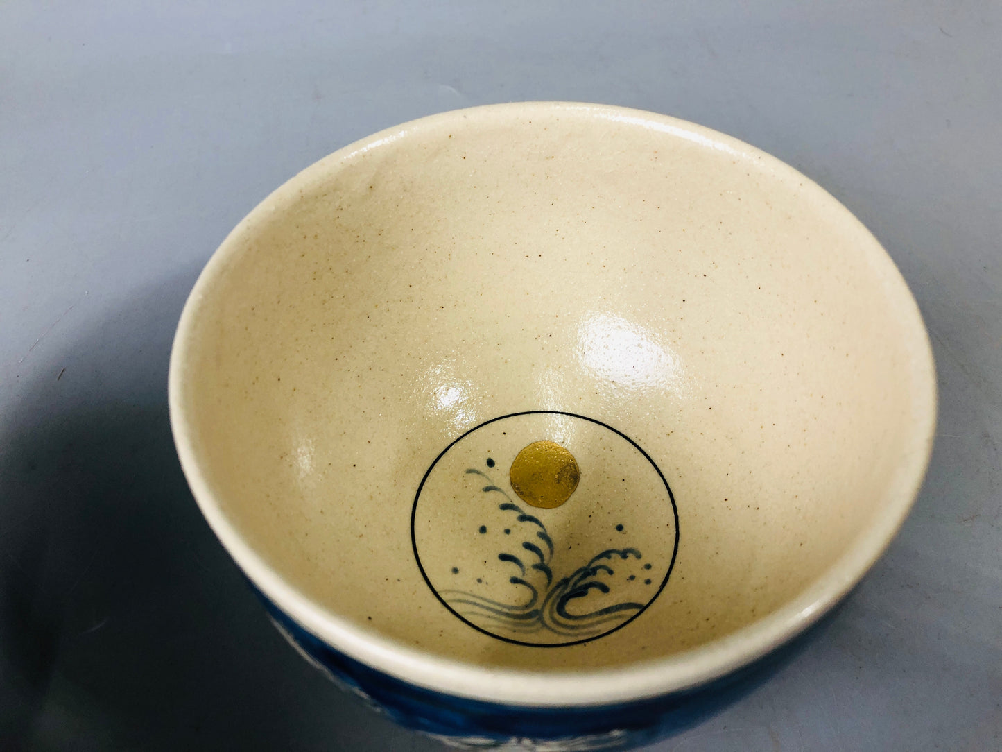 Y7179 CHAWAN Mino-ware bowl signed box rabbit moon Japan antique tea ceremony