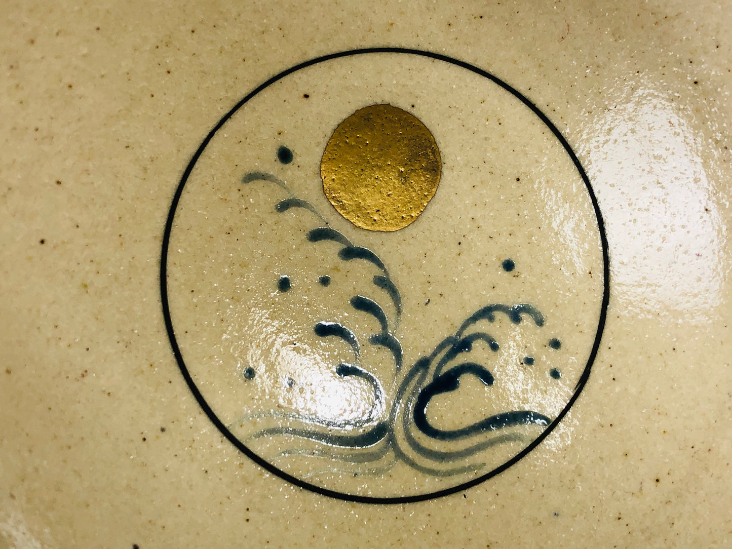 Y7179 CHAWAN Mino-ware bowl signed box rabbit moon Japan antique tea ceremony