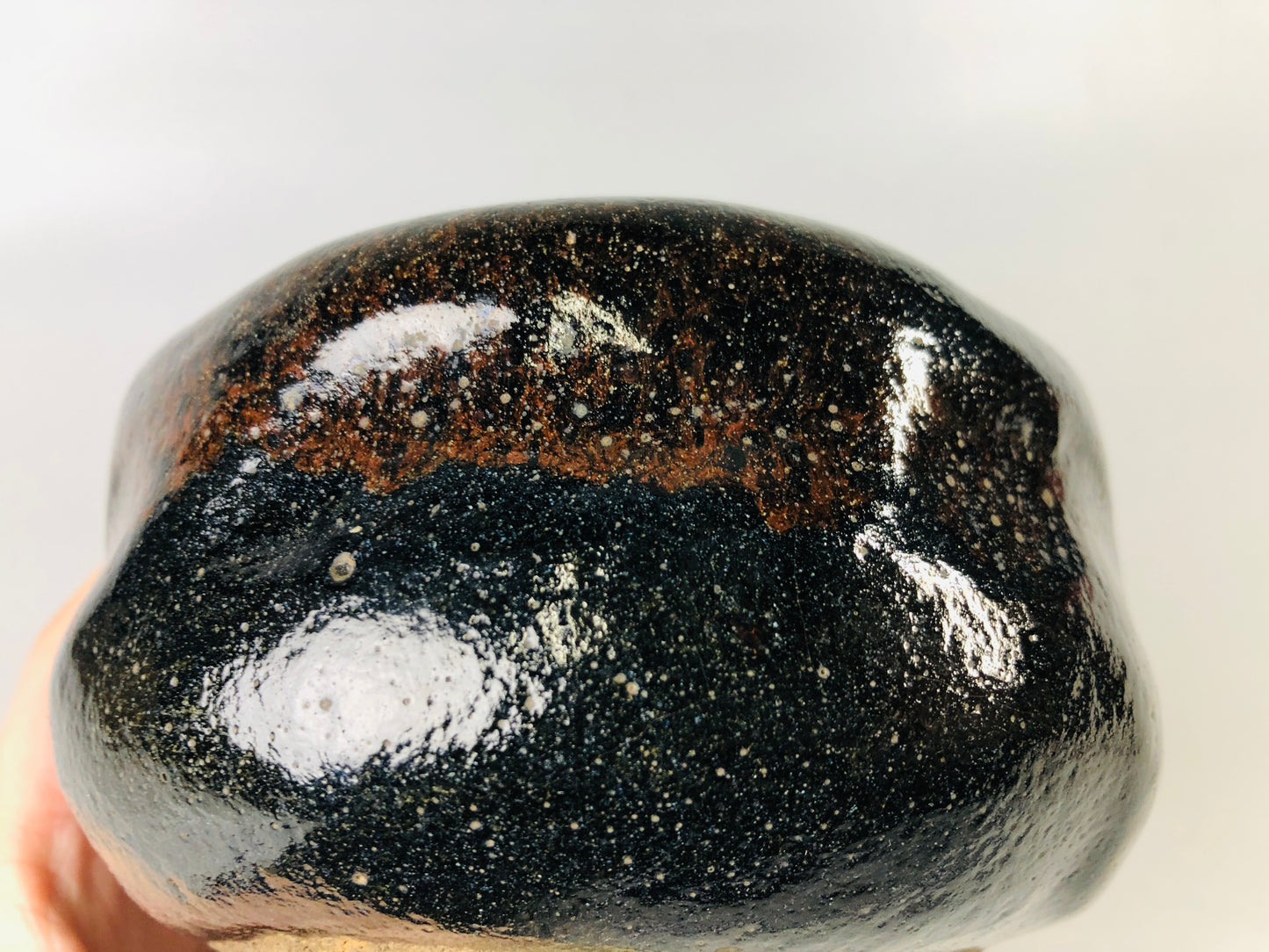Y7181 CHAWAN Raku-ware black bowl signed box Japan antique tea ceremony pottery