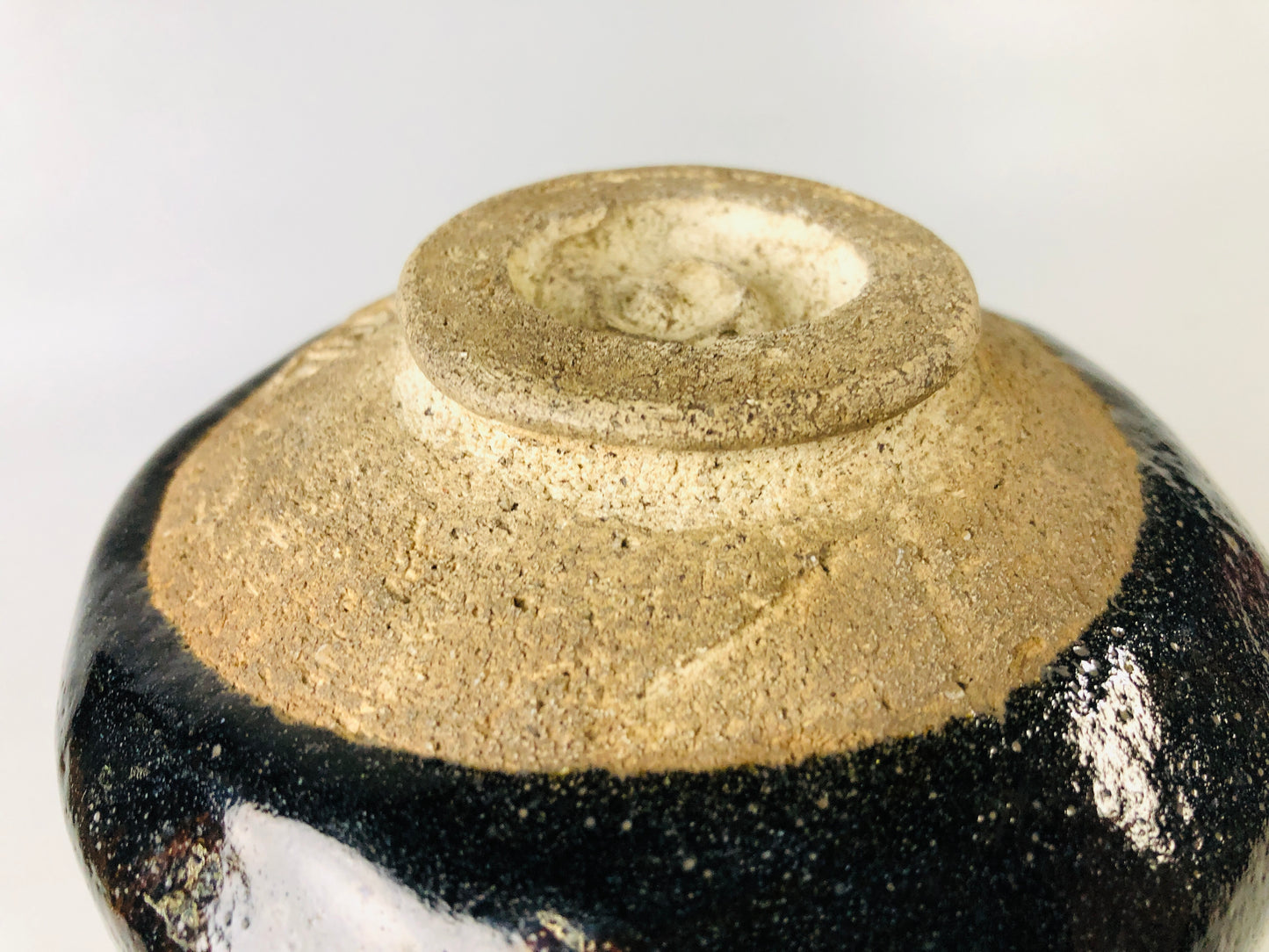 Y7181 CHAWAN Raku-ware black bowl signed box Japan antique tea ceremony pottery