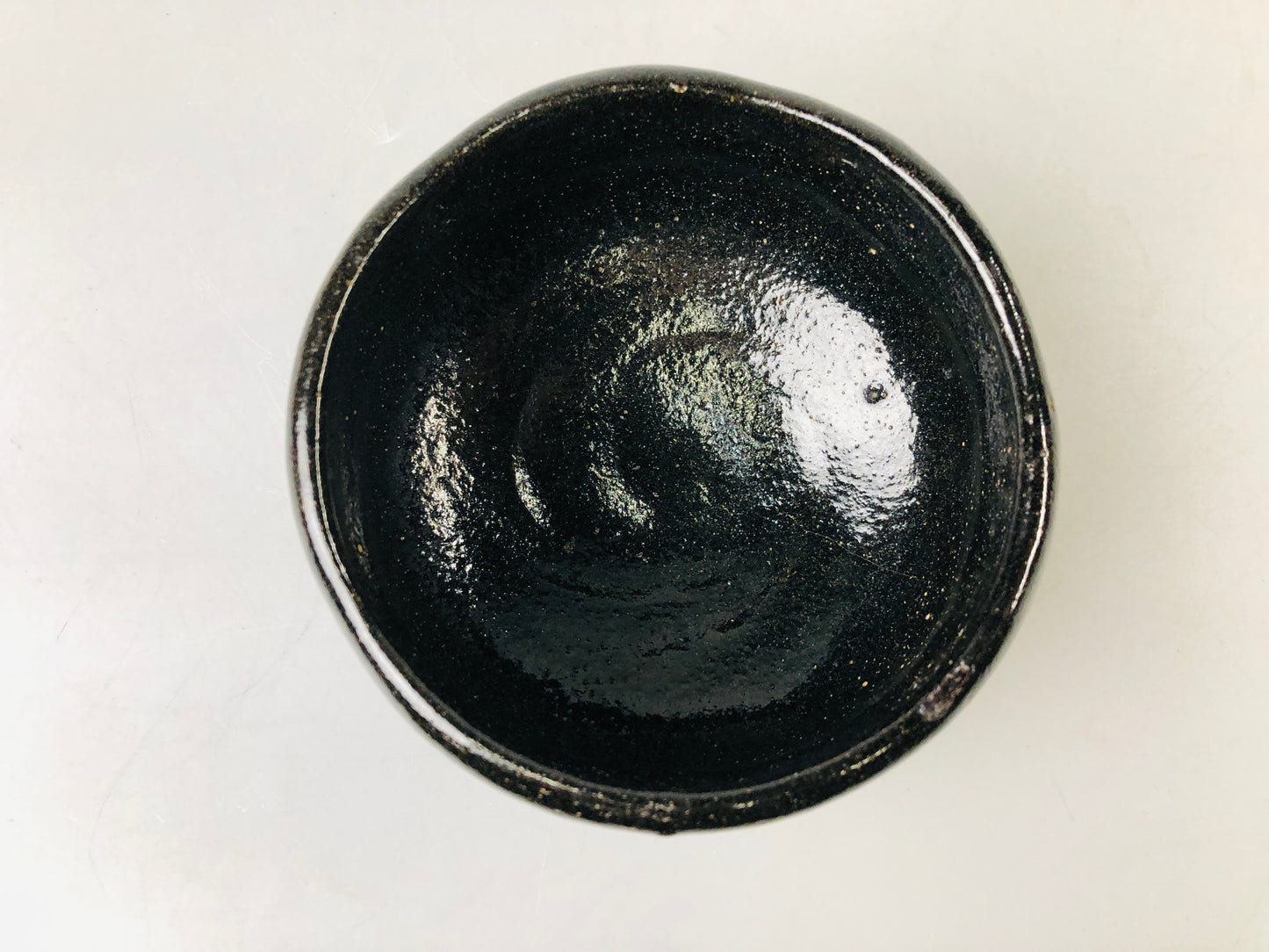 Y7181 CHAWAN Raku-ware black bowl signed box Japan antique tea ceremony pottery