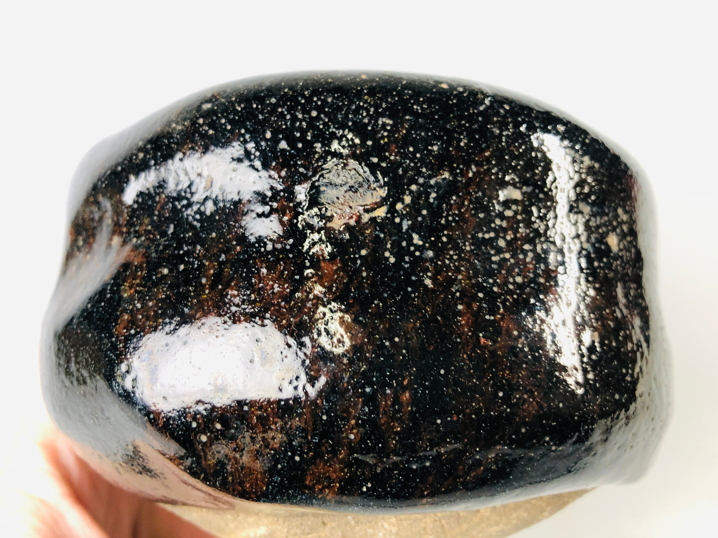 Y7181 CHAWAN Raku-ware black bowl signed box Japan antique tea ceremony pottery