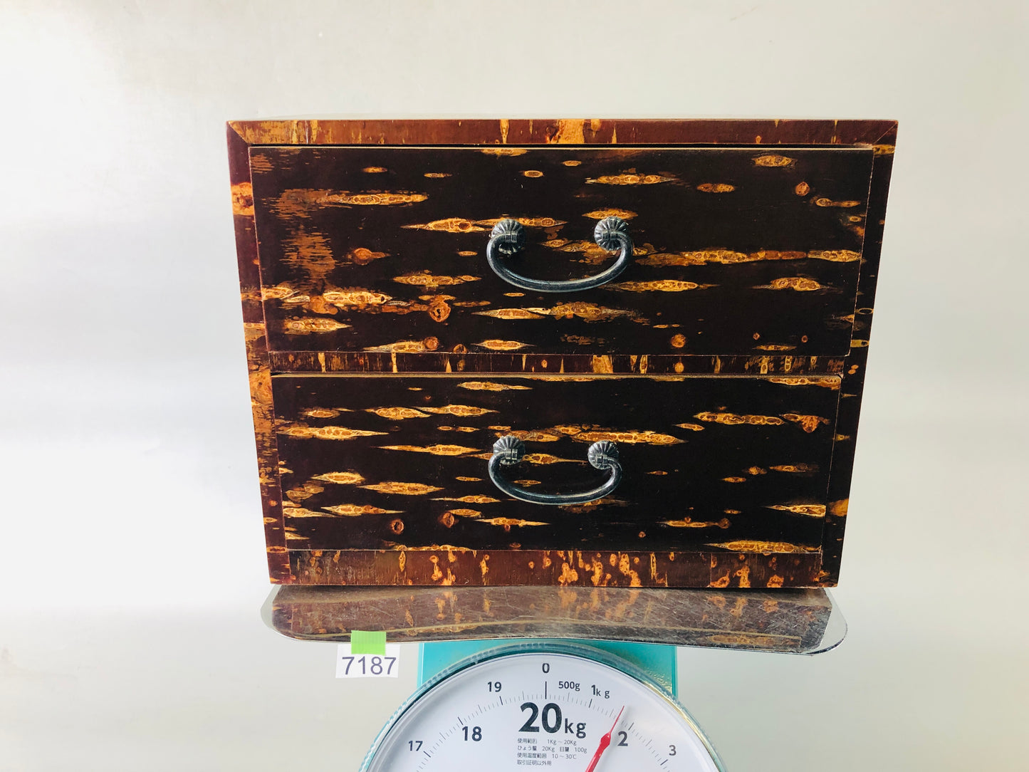 Y7187 TANSU Cherry wood 2-tier small chest drawers Japan antique interior decor