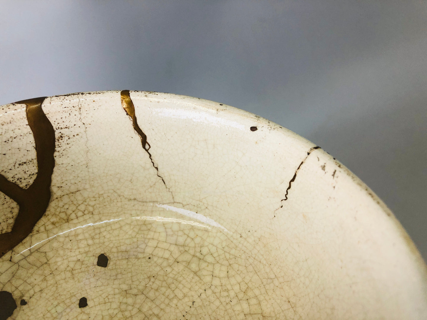 Y7197 CHAWAN Kyo-ware goblet Dutch copy kintsugi Japan antique pottery cup bowl