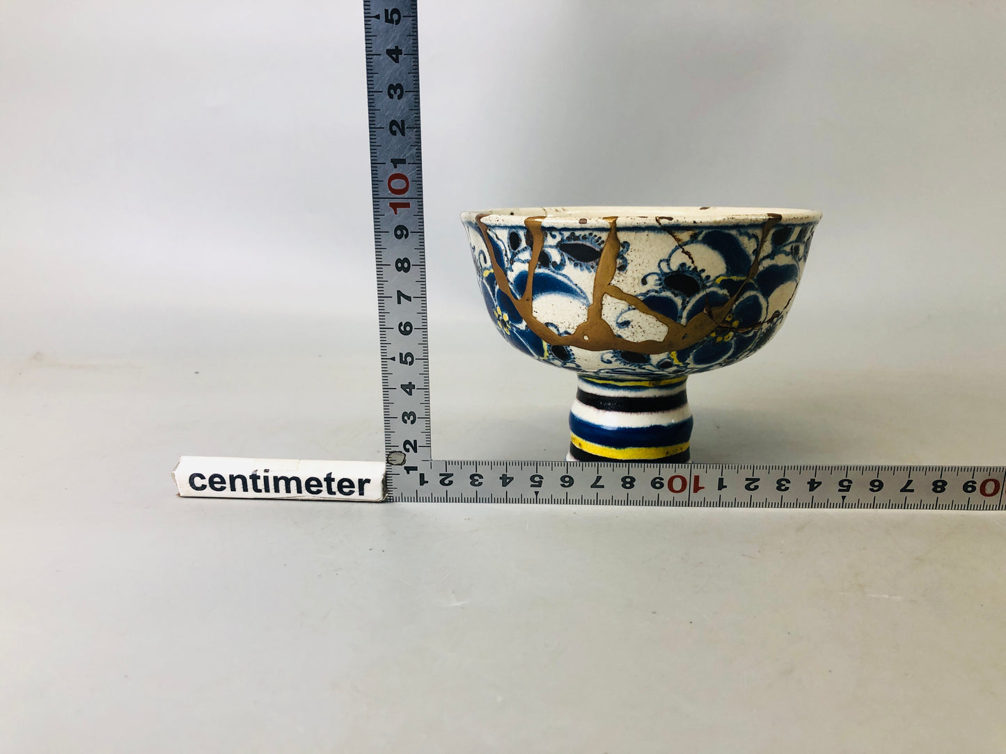 Y7197 CHAWAN Kyo-ware goblet Dutch copy kintsugi Japan antique pottery cup bowl