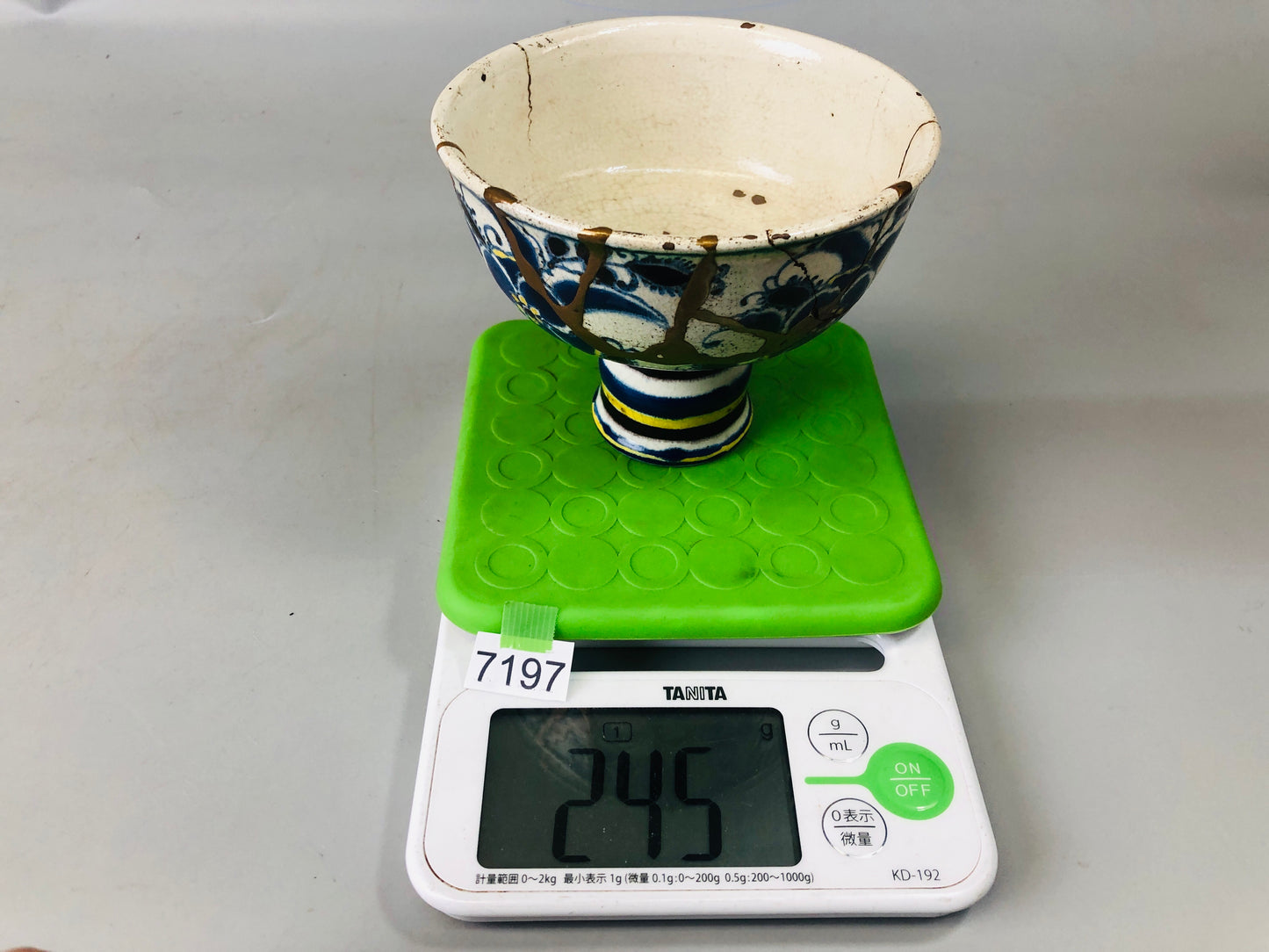 Y7197 CHAWAN Kyo-ware goblet Dutch copy kintsugi Japan antique pottery cup bowl