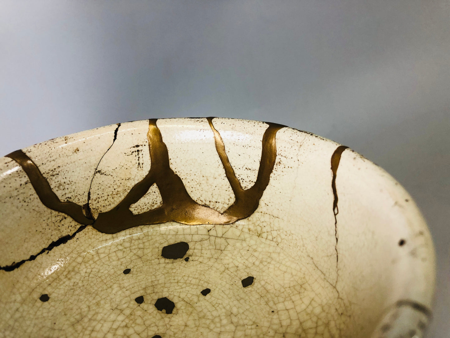 Y7197 CHAWAN Kyo-ware goblet Dutch copy kintsugi Japan antique pottery cup bowl
