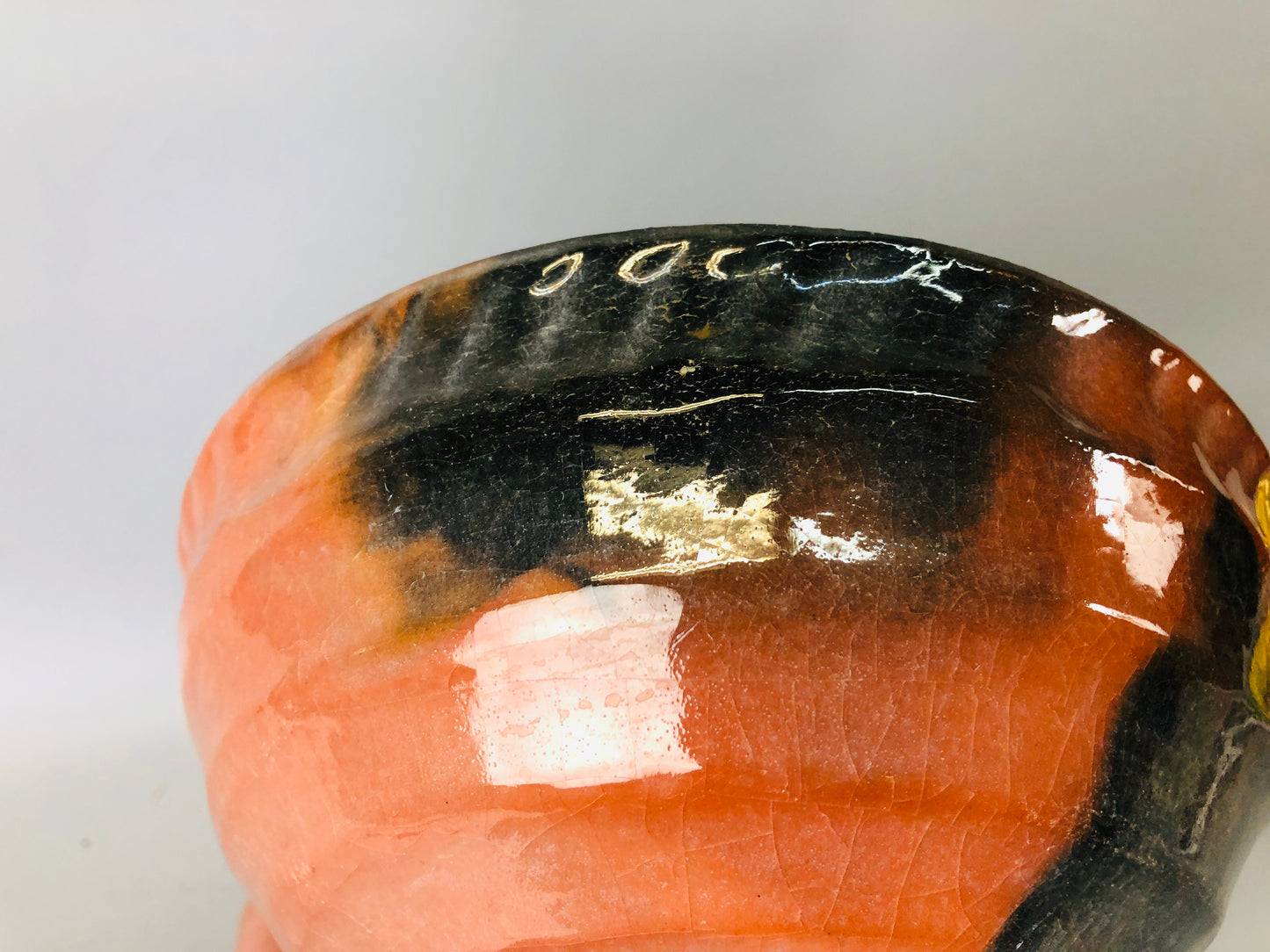 Y7199 CHAWAN Raku-ware gold silver bowl signed box Japan antique tea ceremony