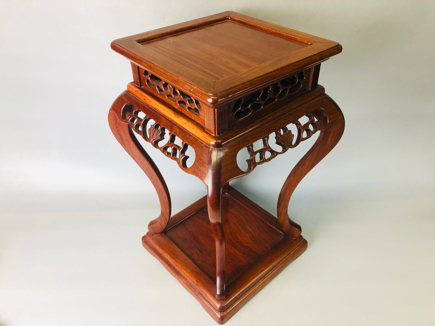 Y7211 FLOWER STAND wooden openwork Japan antique ikebana furniture interior