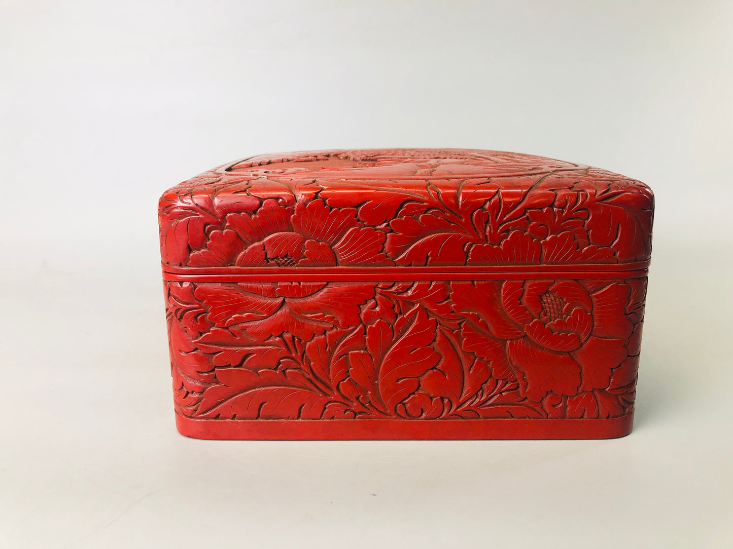 Y7217 BOX Kamakura carving letter case signed landscape Japan antique stationery
