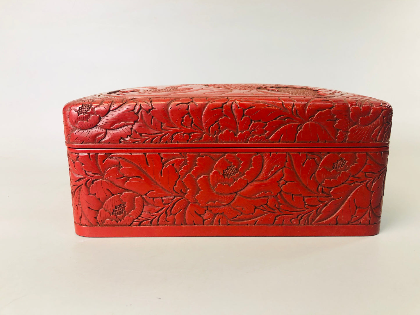 Y7217 BOX Kamakura carving letter case signed landscape Japan antique stationery