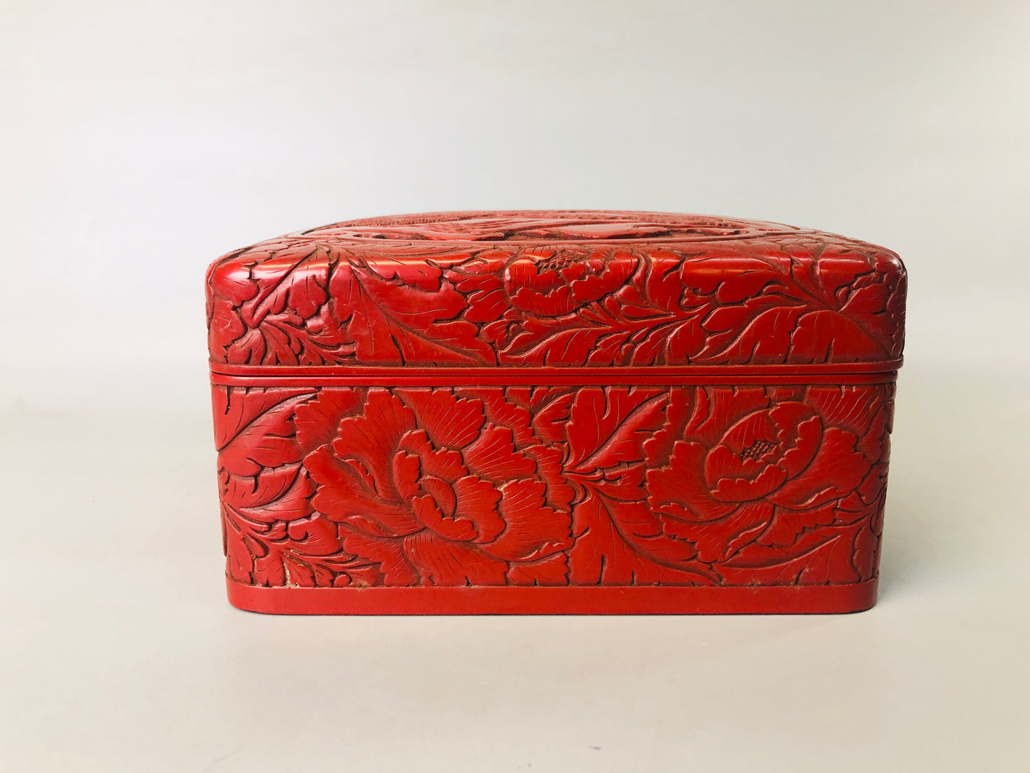 Y7217 BOX Kamakura carving letter case signed landscape Japan antique stationery