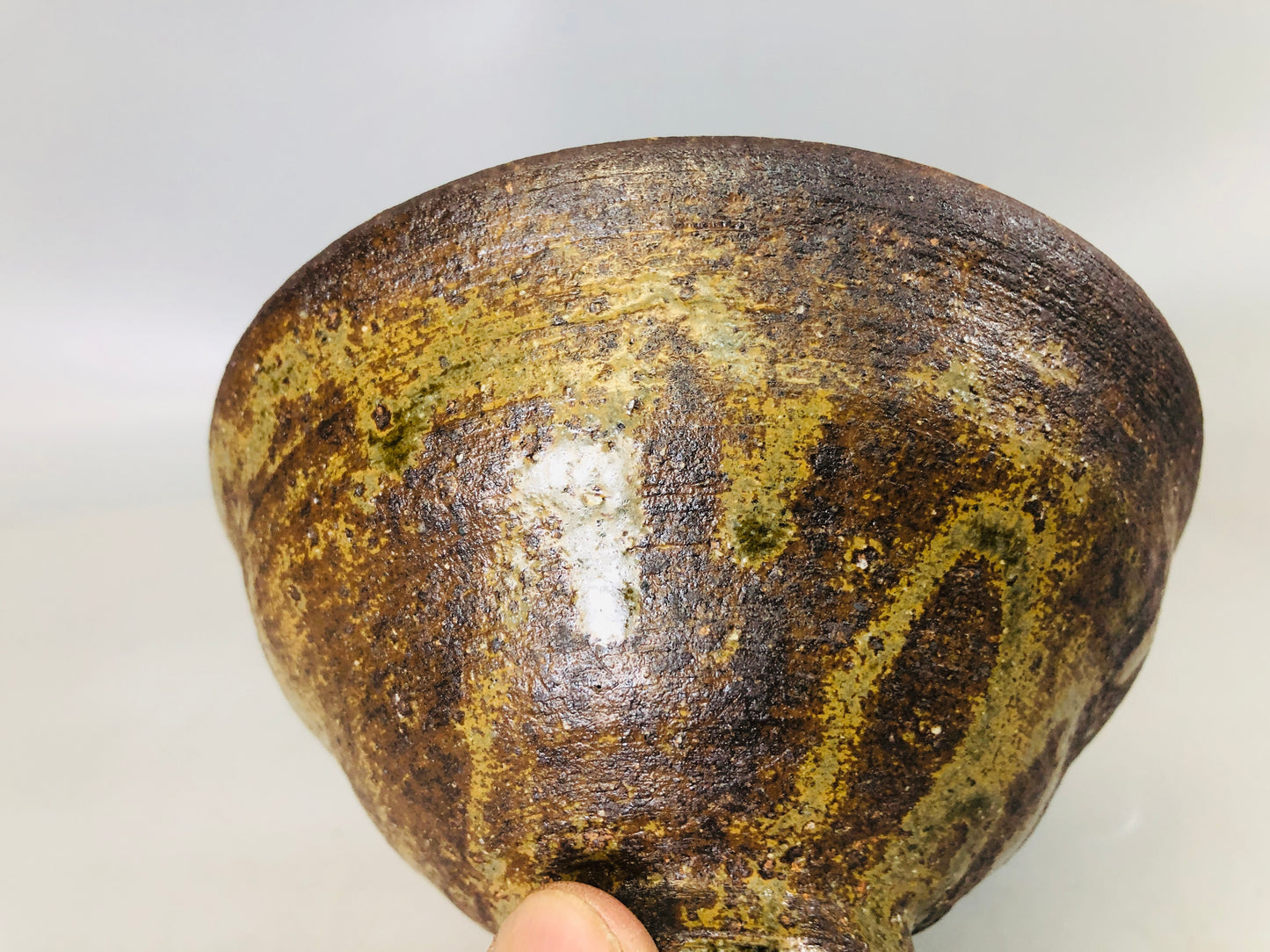 Y7237 CHAWAN Korean pottery Iraho bowl signed box Korea antique tea ceremony cup