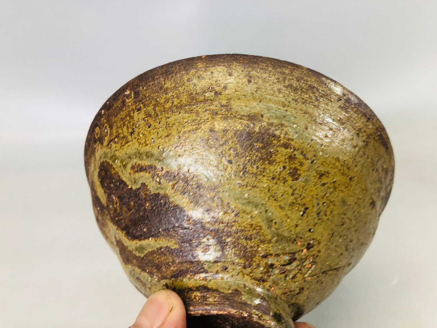 Y7237 CHAWAN Korean pottery Iraho bowl signed box Korea antique tea ceremony cup