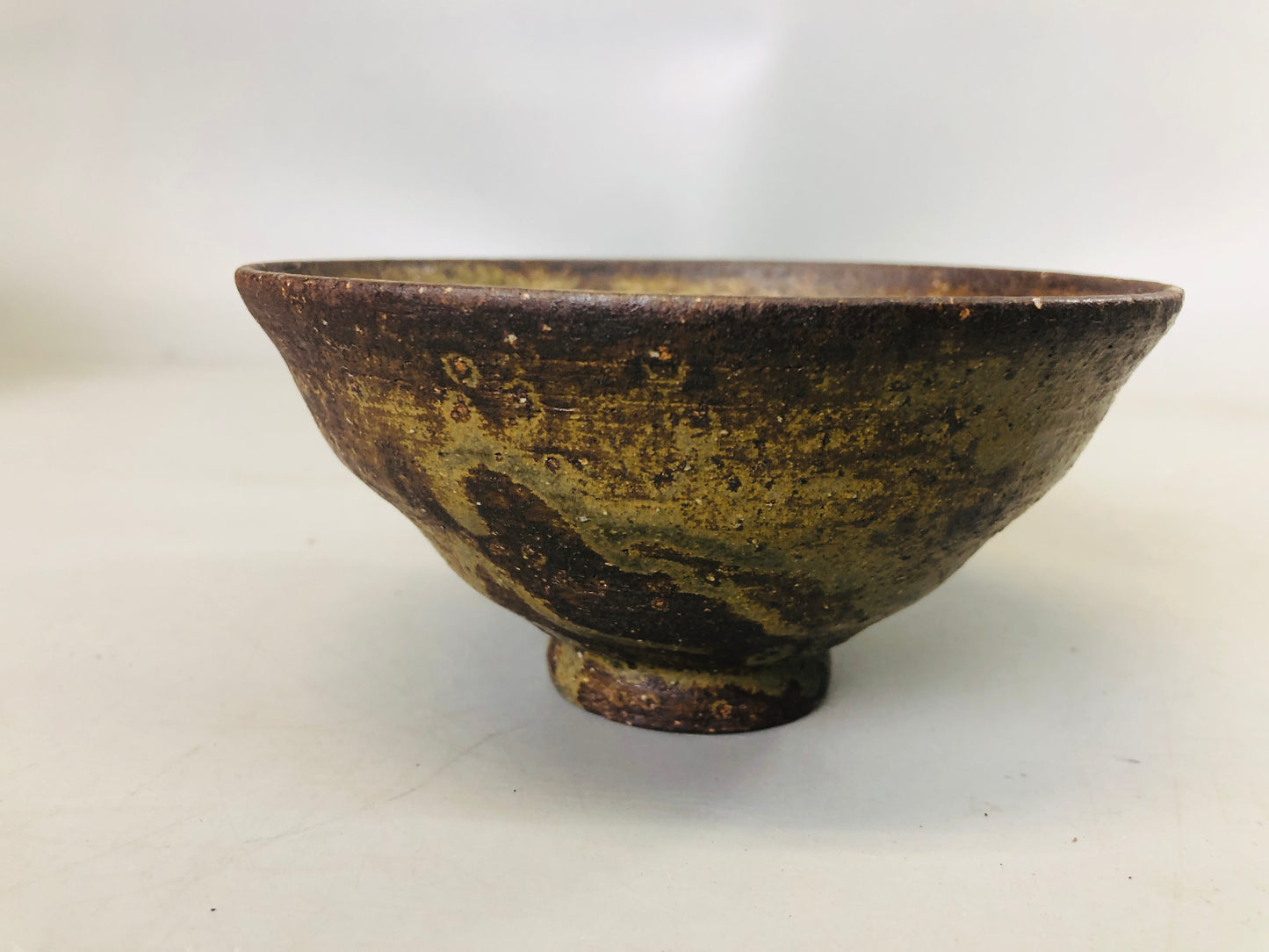 Y7237 CHAWAN Korean pottery Iraho bowl signed box Korea antique tea ceremony cup