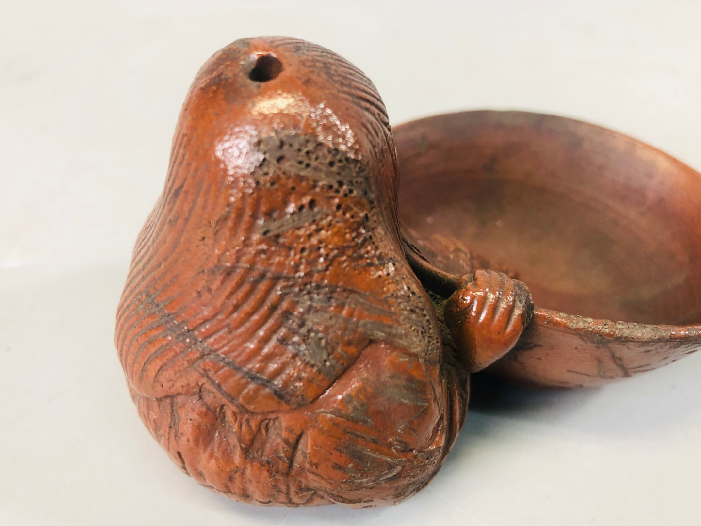 Y7240 SUITEKI Bizen-ware suzuri water pot stationery Turtle Person Japan antique