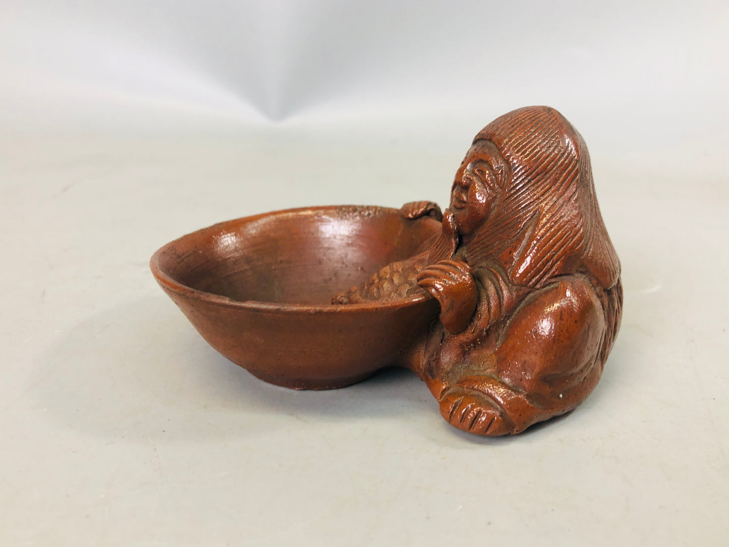 Y7240 SUITEKI Bizen-ware suzuri water pot stationery Turtle Person Japan antique