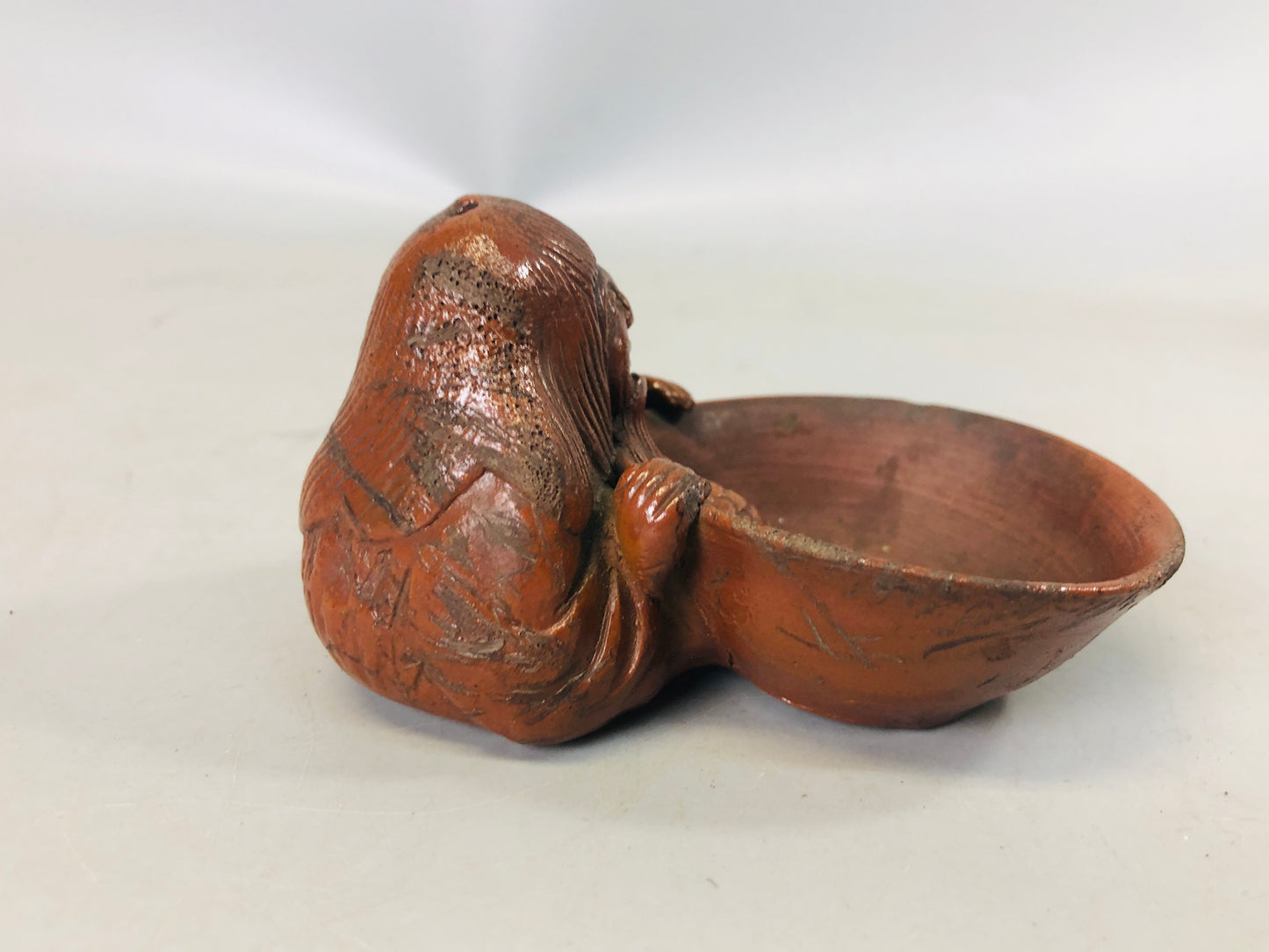 Y7240 SUITEKI Bizen-ware suzuri water pot stationery Turtle Person Japan antique