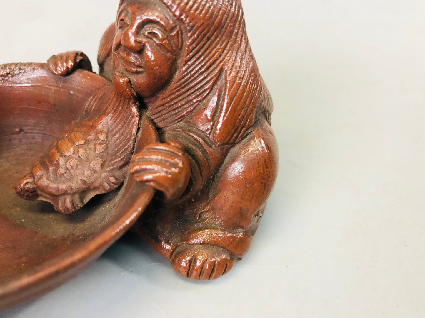 Y7240 SUITEKI Bizen-ware suzuri water pot stationery Turtle Person Japan antique